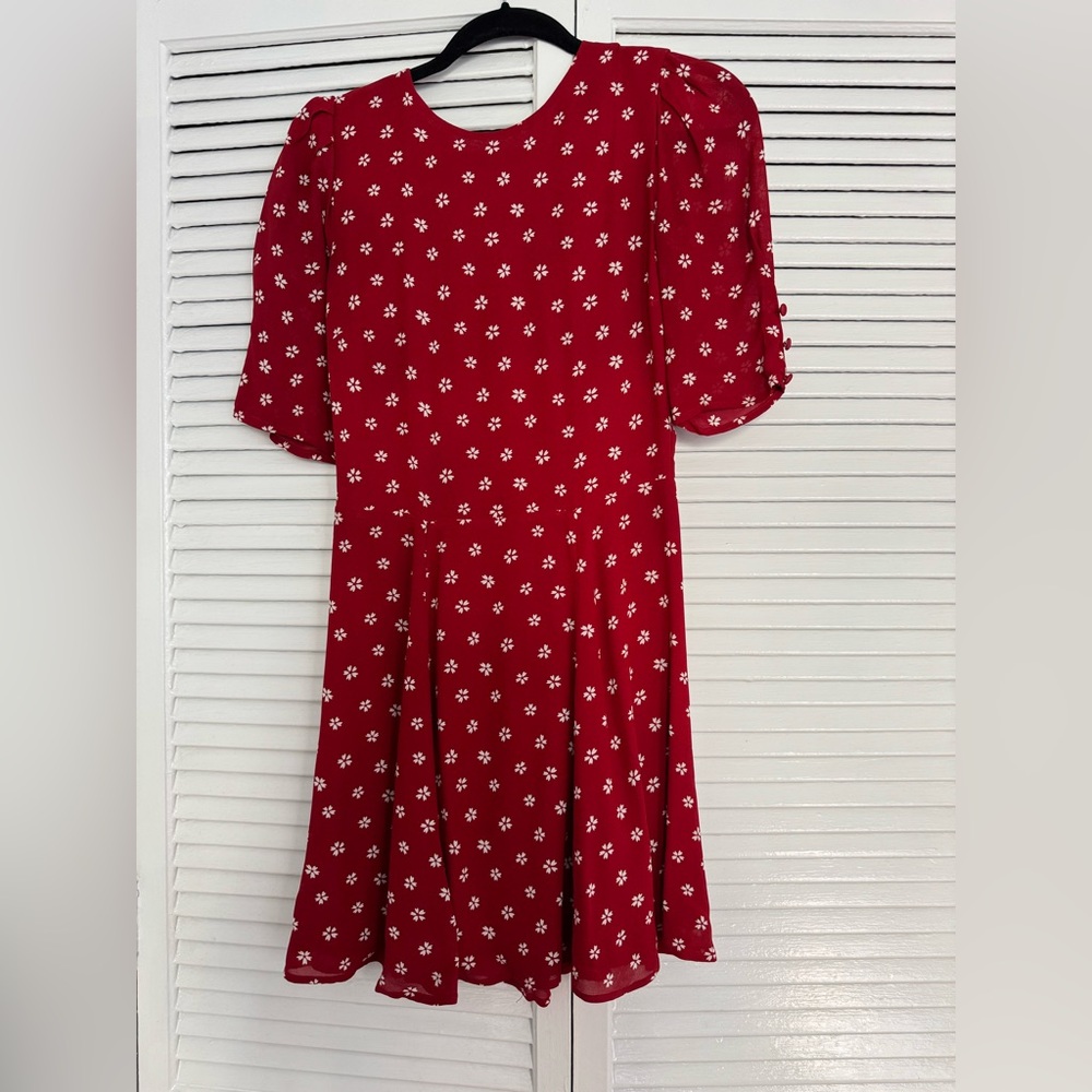 Reformation Scarlet Dress with White Floral Design